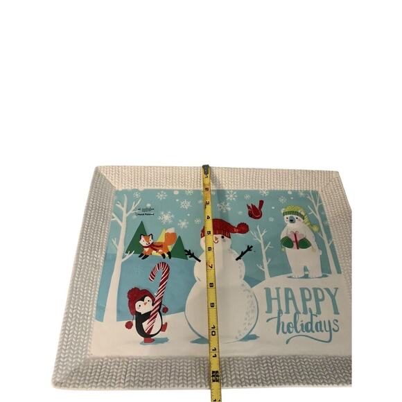 New 16" St Nicholas Square "North Pole" Porcelain Snowman Platter Hand Painted - Picture 4 of 6